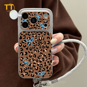 Tri-Town Luxury Leather Leopard Print Case For iPhone 17 16 15 11 12 13 14 Pro Max Hard Back Cover Skin Feel Casing with Phone Strap #EV82