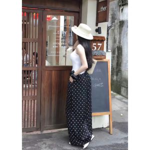 QUẦN Chấm Bi Ống Rộng dáng suông chất đũi mềm mịn thoáng mát dễ chịu mùa hè