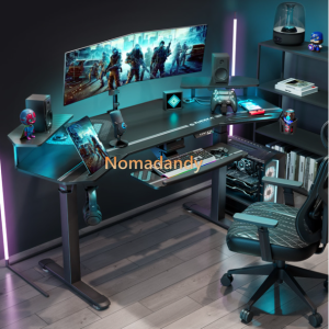 1.8m Body Surrounding Height Adjustable Studio Desk With Keyboard Tray and RGB Lighting