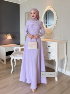 ชุดอิสลามสวย เดรสยาว เดรสออกงาน เนื้อผ้าเปเป้ ชุดมุสลิม เดรสอิสลาม ชุดเดรสใส่งานแต่ง ชุดนิกะห์ ชุดใส่รายอ