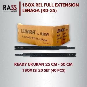 1 BOX Rel Laci 2x Double Tarik Full Extension Huben Lenaga RD 35mm Uk 40 cm