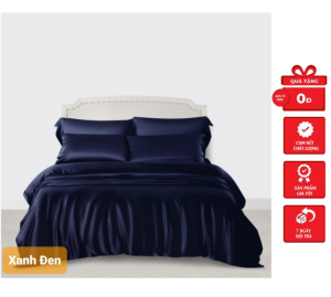 Bộ chăn ga phi lụa Thái Tuấn cao cấp loại 1 Xanh Đen bộ ga trải giường sang trọng hiện đại có mền lẻ ga lẻ có đủ size - Xưởng chiếu miền nam