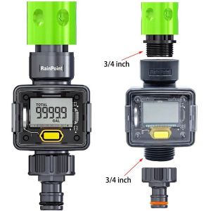 Digital Water Flow Meter Hose Water Meter for Outdoor Garden Hose Measure Consumption and Water Flow Rate with Quick Connectors