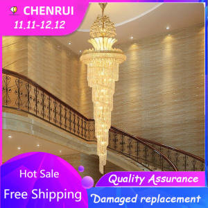 CHENRUI บันไดคริสตัลโคมระย้า เพดานสูงยุโรปห้องนั่งเล่น CHENRUI โคมระย้า 250g