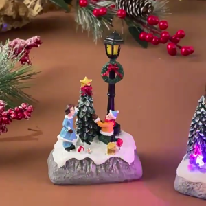 Glowing giáng sinh trang trí Tượng nhỏ bằng nhựa dẻo thu nhỏ giáng sinh đèn đường tượng bằng nhựa trang trí cho trong nhà và ngoài trời