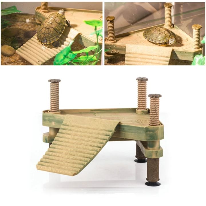 View of Aquarium Turtle Island Basking Platform Plastic Turtle Tank Floating ...