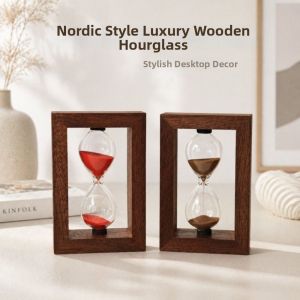FDO0009 Vintage Wood Sand Timer 3/5/10min Wooden Frame Sand Clock Countdown Clear Glass Sandglass Timer Home Living Room