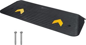 VEVOR Upgraded Rubber Threshold Ramp 1" Rise Wheelchair Ramp Doorway Natural Curb Ramp Rated 33069Lbs Load Capacity Non-Slip Textured Surface Rubber Curb Ramp for Wheelchair and Scooter