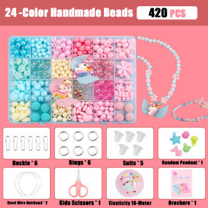 Children Mix Color Spacer Bead Sets Kids DIY Craft Accessories Jewelry Making Beads Kits Handmade Making Bracelet Necklace Toys for Girls