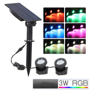 Solar swimming pool light RGB and fixed color LED landscape spotlight IP68 underwater night light used for fountains waterfalls fish tanksgardens projection lights(can be use under water)