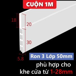 Thanh chặn khe hở đáy cửa Ron cao su NANORON dán chân cửa dày 5mm gồm 3 lớp chống côn trùng khói bụi giảm thoát nhiệt máy lạnh R3L