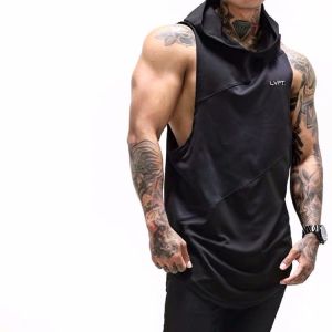 In stock Men LVFT GYM Singlet Sports Tanks Jogging Basketball Hooded Vest 2020 summer new Singlet LHVB001