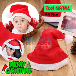 MR Topi Natal Polos All Size Anak & Dewasa Topi Santa Claus Aksesoris Natal Topi Merry Christmas Topi Pesta Perlengkapan Natal - 1 Pcs