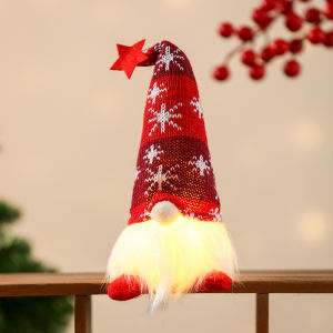 Christmas Decorations Glowing Gnome Doll with Long Cap Rudolph Dwarf Elves Figurine Doll  Xmas Gifts