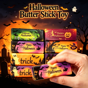 Halloween Wet Butter Stick Squishy Toy Slow Rebound Soft TPR Stress Relief Sensory Fidget Decompression Happy Halloween Gift for Kids Adults