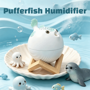 CAEDU USB Powered Puffer Fish Humidifier 260ml Colorful Lights Mini Humidifier Small Creative Shape Portable Humidifier Home