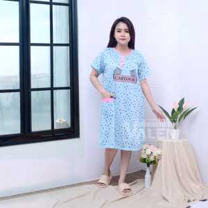 daster wanita dewasa kekinian murah kancing 3 busui bb max 70kg bahan kaos serian muda motif cartoon