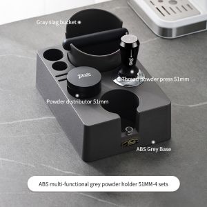 BINCOO Coffee Tamper Base Set Grounds Knocking Bucket Storage Base Coffee Machine Handle Bracket Tamper Powder Distributor Set Coffee Utensils 51/58MM