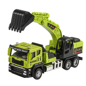 1:32 Excavator Cement Mixer Truck Car Alloy Crane Rescue Vehicle Metal Sound Light Pull Back