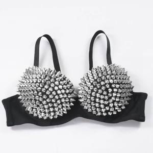 Bra Steampunk Accessories Rivet Bar Corset Silver Push Up Bustier Top Women Clubwear Hot Lingerie Female Underwear