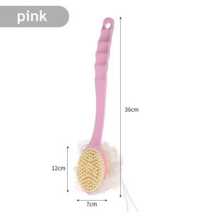 2 In 1 Long Handle Bath Brush Shower Back Rubbing Dual Side Sponge Back Body Scrubber (Blue/Green/Pink)
