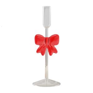 Unique Bowknot Taper Holders Elegant Glass Candlestick Stand For Romantics Ambiances Wedding Centerpieces Decors