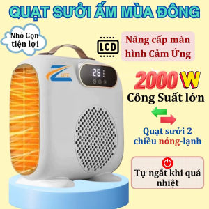 (CHÍNH HÃNG) Quạt Sưởi Gốm Mini Công Suất 2000W Máy Sưởi 2 Chiều Có Chế Độ Hẹn Giờ An Toàn Cho Bé Không Gây Khô Da Kết Hợp Sấy Quần Áo