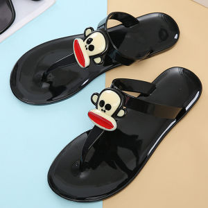 MANXIXI Fashion Women Flip Flop Bohemian Style Beautiful Cartoon Monkey Cute Jelly Flat Slippers (Size 36-41)