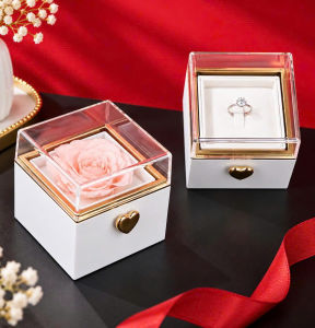 Hộp Hoa Bất Ngờ Đựng Nhẫn Dây Chuyền Có Túi Quà | Hộp Hoa Hồng Trang Trí Tinh Tế – Tặng Người Thân