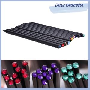 Ditur 2X Black Rod HB Pencil With Colorful School Painting Writing Pencil