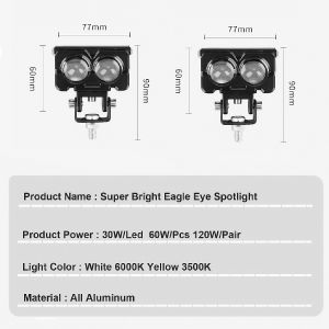 MOFOX K2 Laser Gun 40W Mini Driving Light – 3-Color Hi/Lo Beam Red Flash Waterproof Auxiliary Light para sa Motor