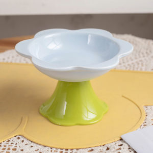 Ceramic Cat Bowl Anti-overturning Dog Bowl Pet Feeding Water Bowl Large Capacity Cat Puppy Feeder Flower Plate