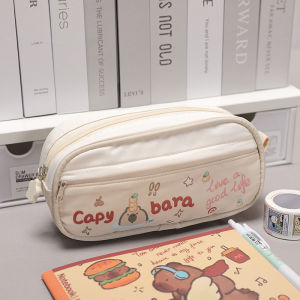 S40 กระเป๋าดินสอ ลายคาปิบาร่า และ น้องแมว  กระเป๋าดินสอแบบซิป  อุปกรณ์ใส่เครื่องเขียนสำหรับนักเรียน พร้อมส่ง