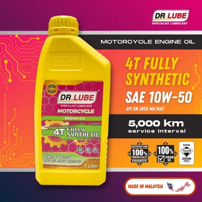 Dr Lube Fully Synthetic 4T Motorcycle Engine Oil SAE 10W-50 API SN JASO MA/MA2- Minyak Pelincir Motosikal Motor lc135 y15 125z ex5 yamaha yzf