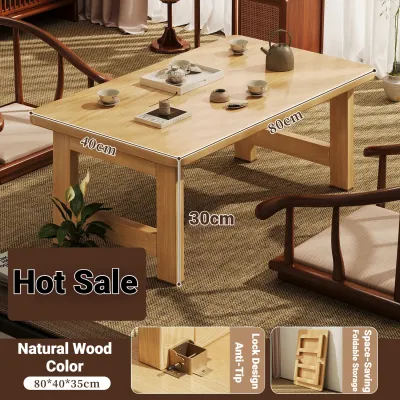 STON Foldable Small Table Chinese Style Bay Window Table Bed Study Desk Tatami Coffee Table Portable Low Laptop Table 折叠飘窗桌