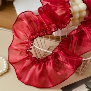 LUXERY 7cm Wide Satin Ribbon Trim Pleated Shiny yarn Pleated Lace Trim Ruffled Edge Fabric Trim Dress Decoration