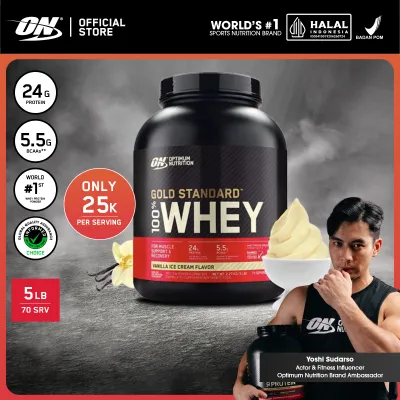 Optimum Nutrition Gold Standard 100% Whey Protein 5 lbs | Primary Source Isolate - Susu Protein / Powder / Suplemen / Gym / Muscle Protein