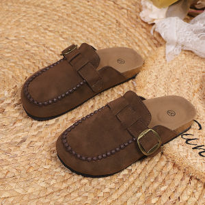 Free Shipping WomenS Spring New Style Oversized Retro Platform Slip-On Sandals With Buckle Closure