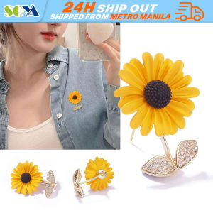 Sunflower Brooch Elegant Sunflower Summer Metal Women Brooch Fashion Sparkle Skirt Neckline Small Enamel Brooch Charm Party Wedding Date Brooch Luxurious Yellow Rhinestone Sunflower Brooch Plant Flower Brooches Woman Party Accessories