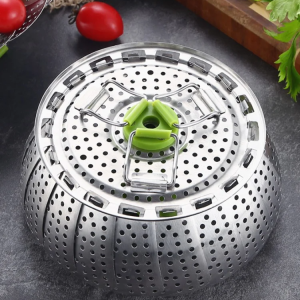9-inch stainless steel steamer foldable vegetable drain pan kitchen steaming rack Portable Stainless Steel Multifunctional Steamer