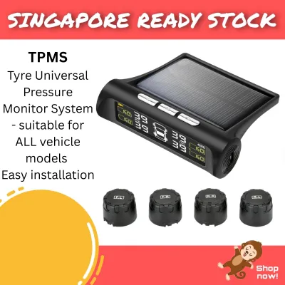 Tire Pressure Monitoring System TPMS Tire Pressure Monitor System Solar Charger 4 External sensors 5 Alarm LCD Real Time Display Auto Sleep Mode Easy To Install