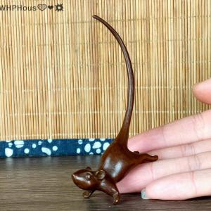 WP💓💛💖 Long Tail Mouse Miniature Figurine Chinese Style Tea Pet Vintage Pure Copper Rat Ornament Home Decoration Accessories