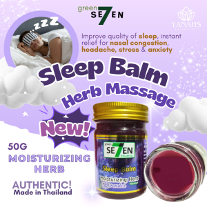 Green Seven Sleep Balm Moisturizing Herb 50g-Improve quality of sleep and Relieve headaches made in Thailand