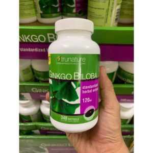 Tăng tuần hoàn máu não Ginkgo Biloba Trunature 120mg 340 viên - Bảo vệ tế bào thần kinh trong trường hợp thiểu năng tuần hoàn não hay tiếp xúc với chất gây ngộ độc thần kinh- Cải thiện trí nhớ và sự thiếu tập trung.