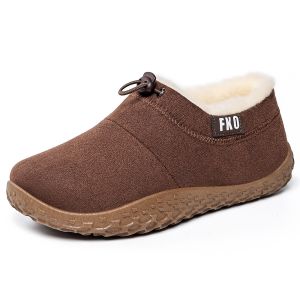 [Free Shipping] Winter WomenS Shoes Fleece-Lined For Warmth Faux Suede Slip-On Loafers Casual And Versatile Plush Slip-On Cotton Shoes