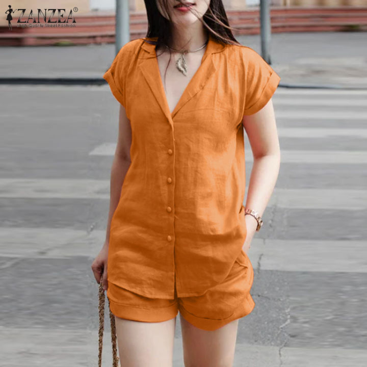 BB%5B3%20Days%20Delivery%5D%20Celmia%20ZANZEA%20Womens%20Vintage%20Terno%20Outfits%20OOTD%20Sets%20Lapel%20Shirts%20Loose%20Elastic%20Waist%20A-Line%20Pants%20Suits%20#8%20-%20Image%202