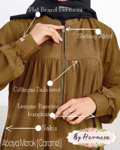 Abaya hermosa bahan wolfis embos motif merak warna caramel-Abaya caramel