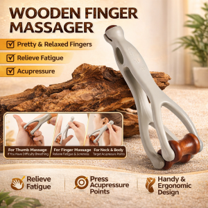 Wooden Finger Massager Log Hand Massager Set Acupressure Finger Massager Multipurpose Wood Finger Massage Clip Meridian Relief Massage Roller