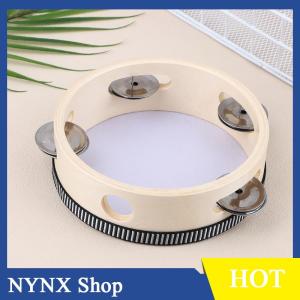[NYNX] กลองแทมบูรีนไม้1ชิ้น15ซม. สำหรับเด็กใช้ตีกลองแบบใช้มือถือเครื่องดนตรีเครื่องเคาะสำหรับเด็กของเล่นเพื่อการศึกษา