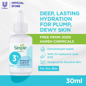 Simple Booster Serum Hydrates for Dry Skin 3% Hyaluronic Acid + B5 Alcohol-Free (30ml)